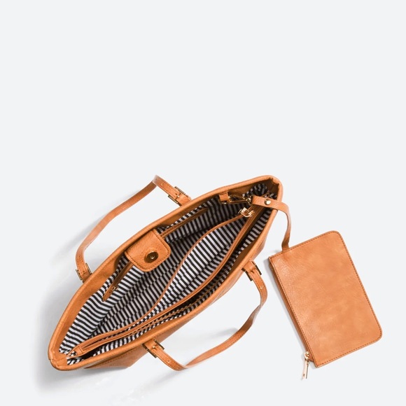 🔥URBAN EXPRESSIONS🔥ROBI CLASSIC WORK TOTE IN BROWN WITH ATTACHED WALLET NWT - Picture 2 of 3